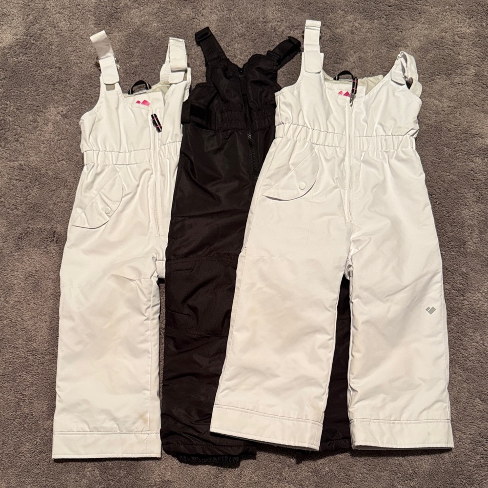 Obermeyer Kids Snow Overalls in White and Black